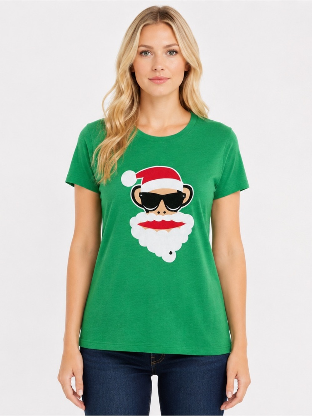 Paul Frank Julius Santa Graphic T-Shirt Green Size XL (Juniors) See Measurements